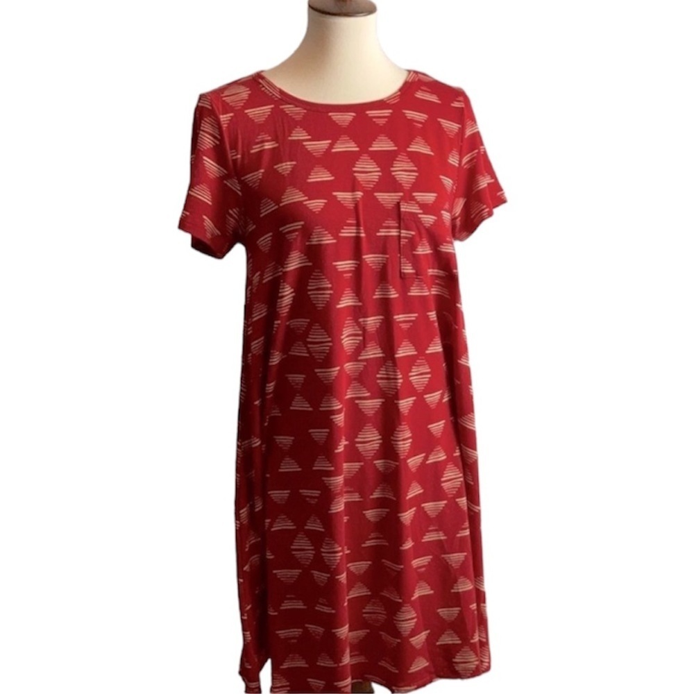 LuLaRoe Red Triangle Pattern Carly Dress